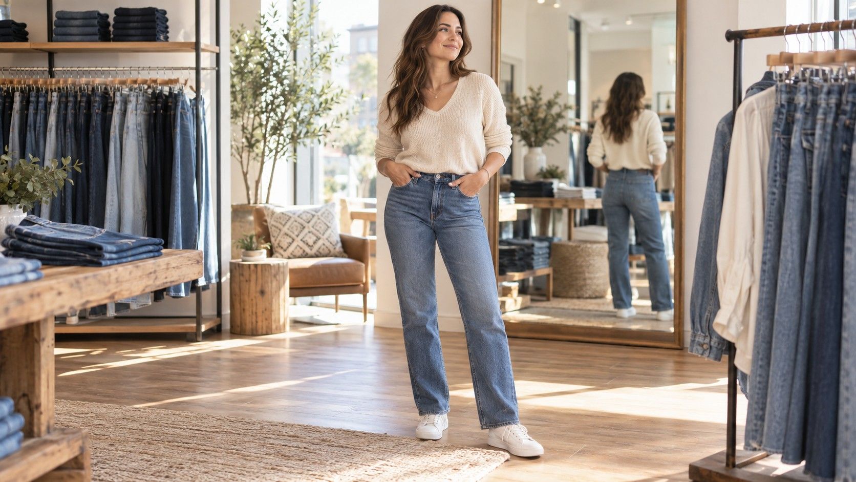 Jeans rises and leg shapes for different proportions
