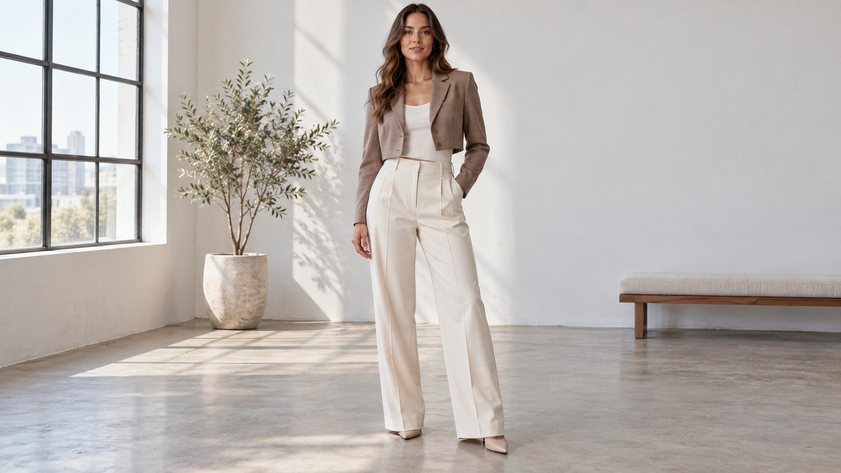 Balanced outfit proportions for a long torso